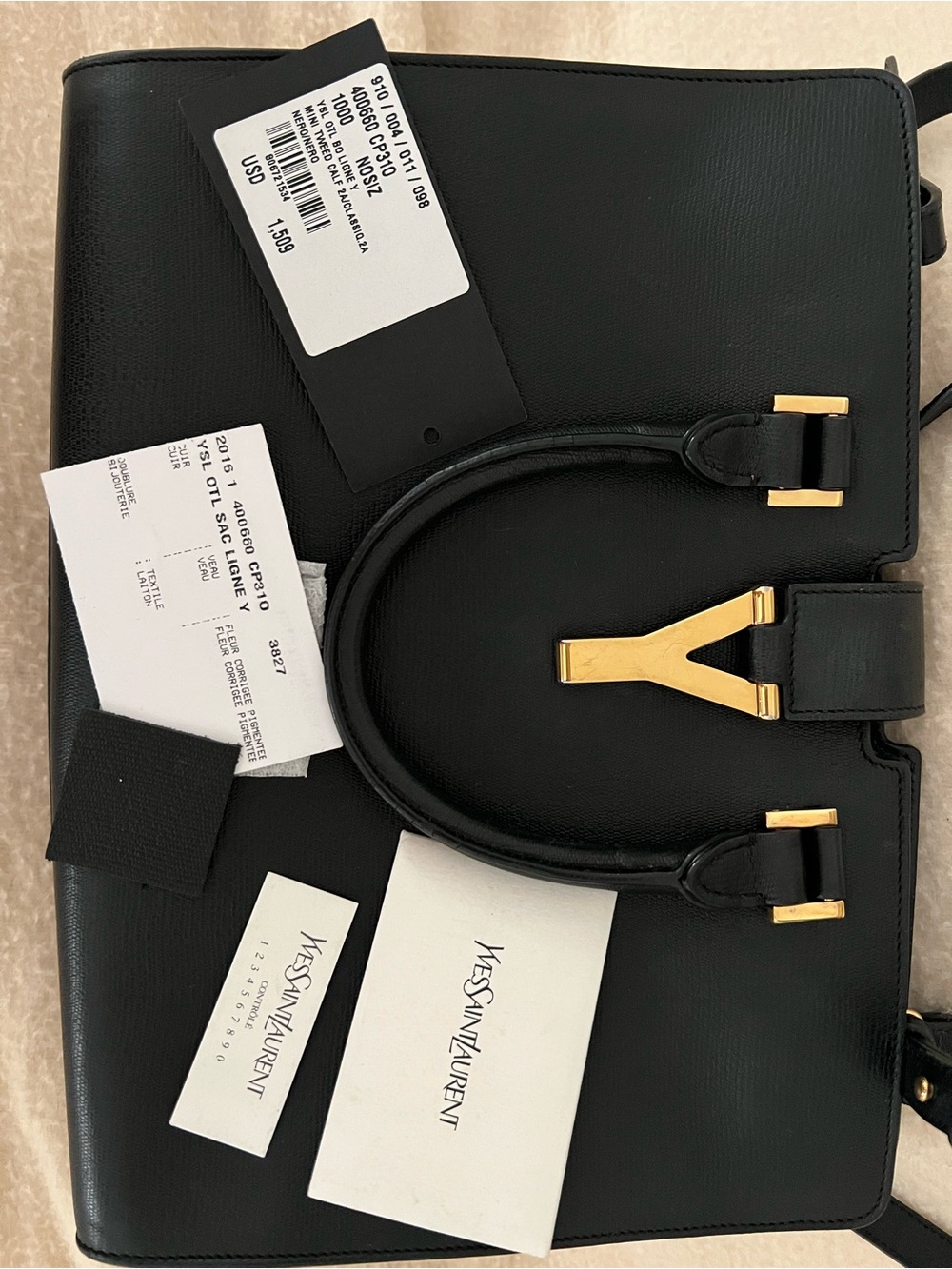 Yves Saint Laurent YSL Black OTL Sac Ligne Y - Excellent Condition - Picture 7 of 11